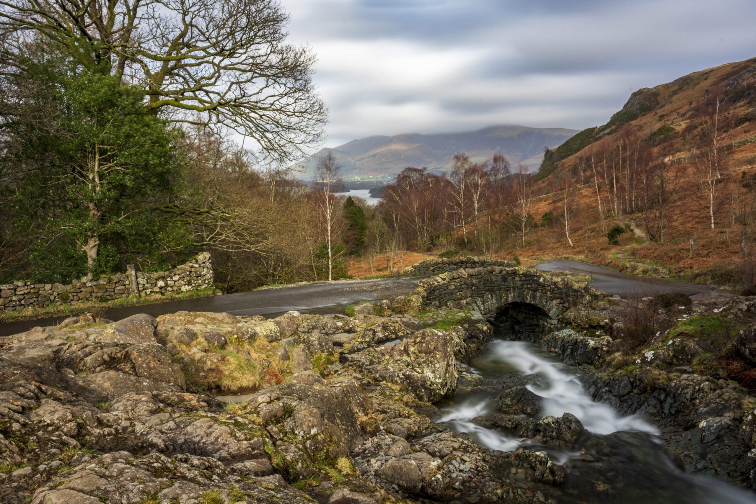 Ashness Bridge Overlooking Borrowdale and Skiddaw Lake District Landscapes Ashness Bridge