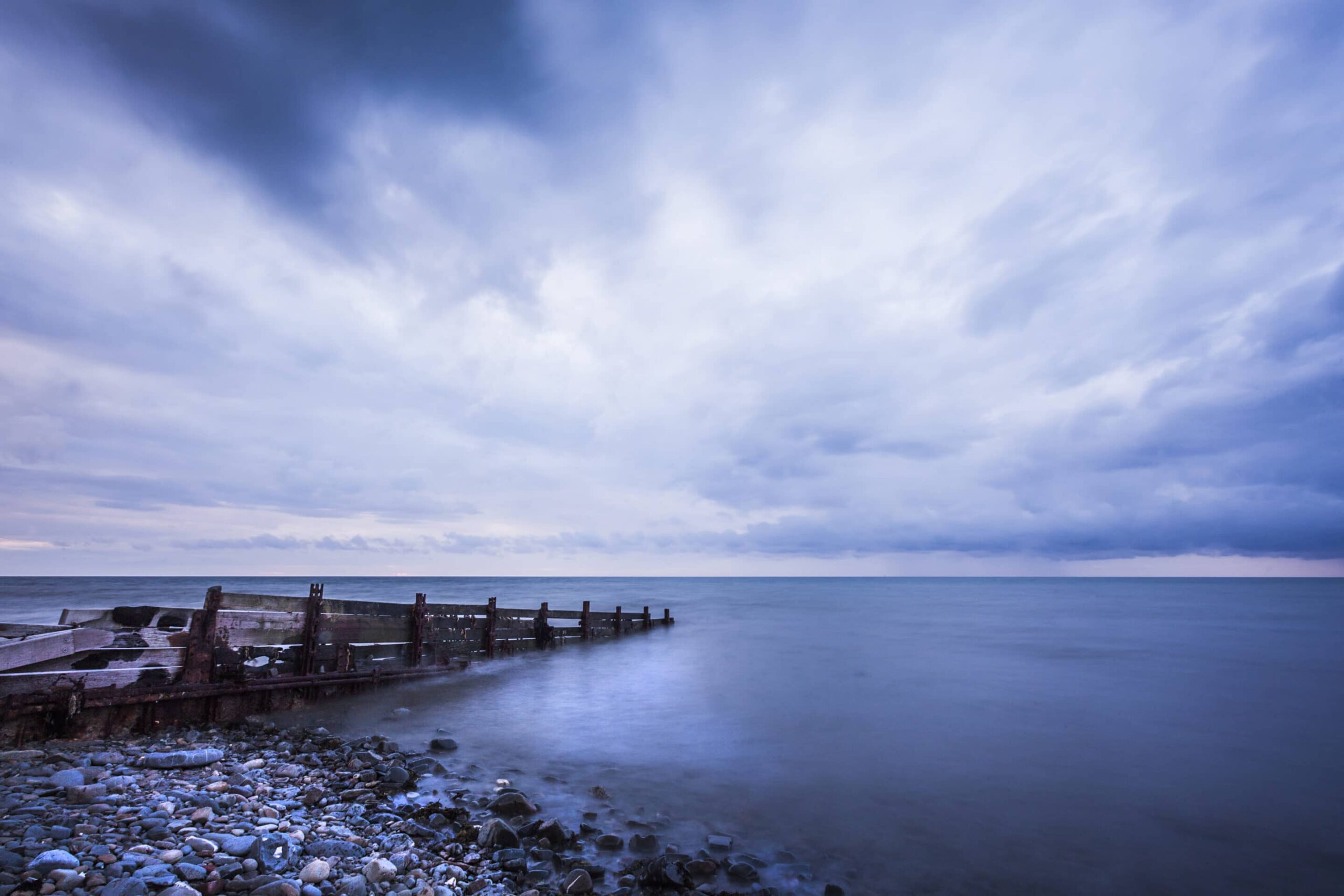 Breakwater, Welsh Coast-Colour Photo Coastal Landscapes Beach