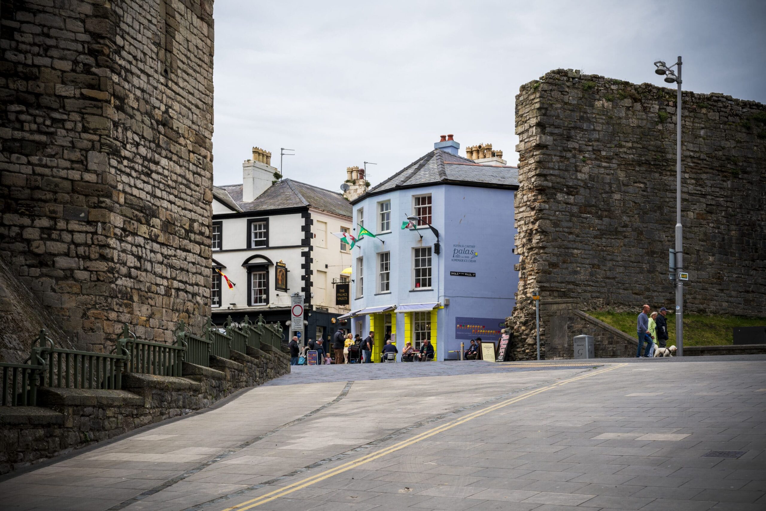 Caernarfon Village Walls, Blue House, North Wales Coastal Landscapes Beach