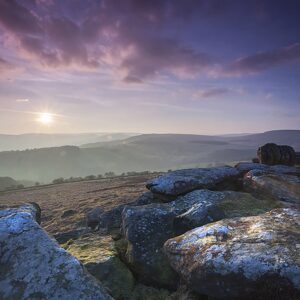 Carhead Rocks Sunset, Colour Print Peak District Landscapes Autumn