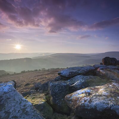 Carhead Rocks Sunset, Colour Print Peak District Landscapes Autumn