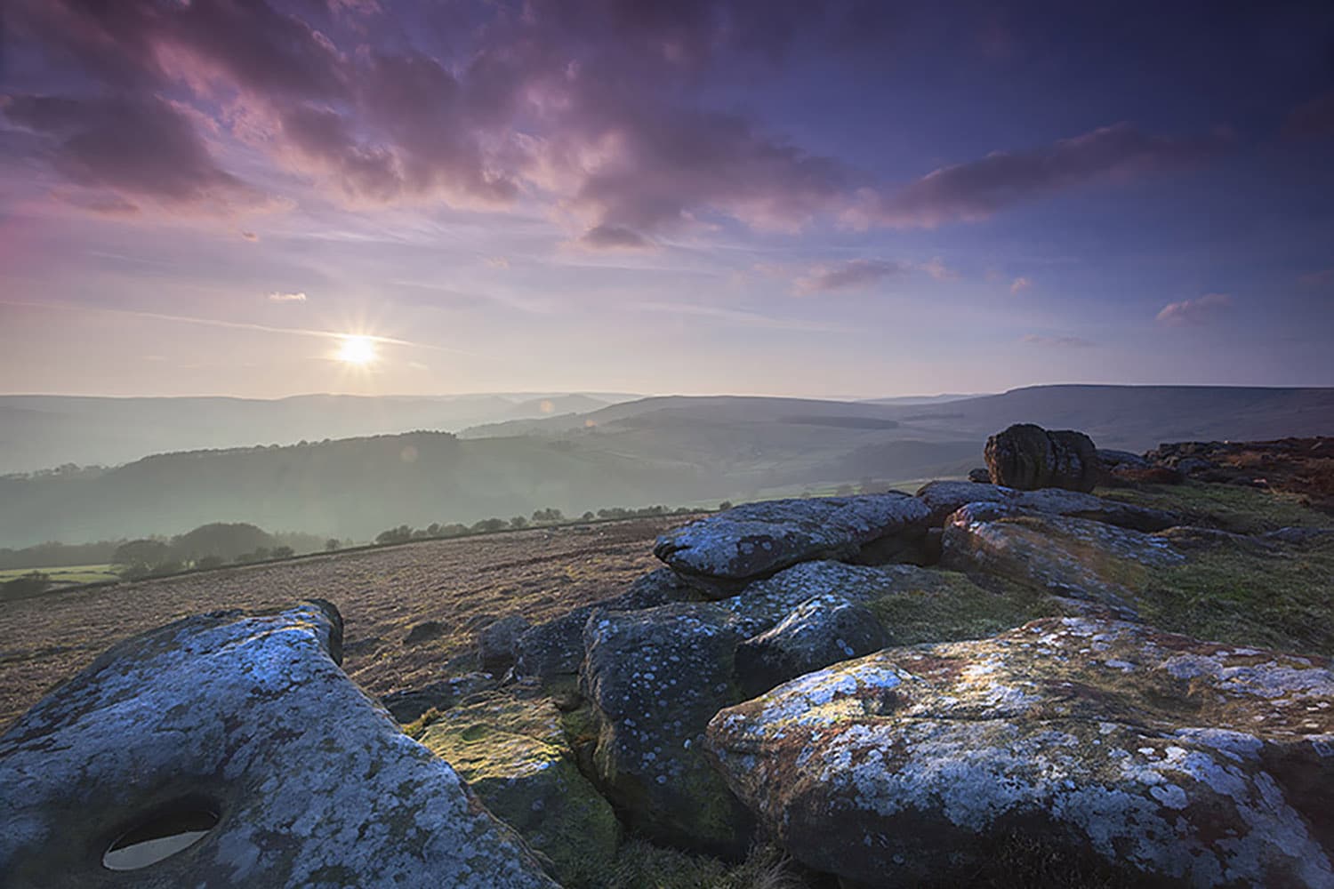 Carhead Rocks Sunset, Colour Print Peak District Landscapes Autumn