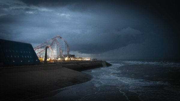 Blackpool Pleasure Beach by Night, Coastal Scene Coastal Landscapes Blackpool Tower 2
