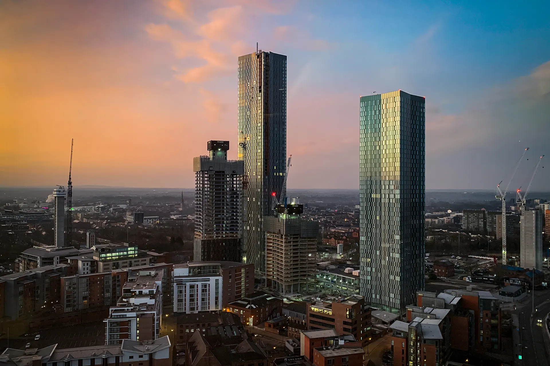 Deansgate Developments at sunrise 1