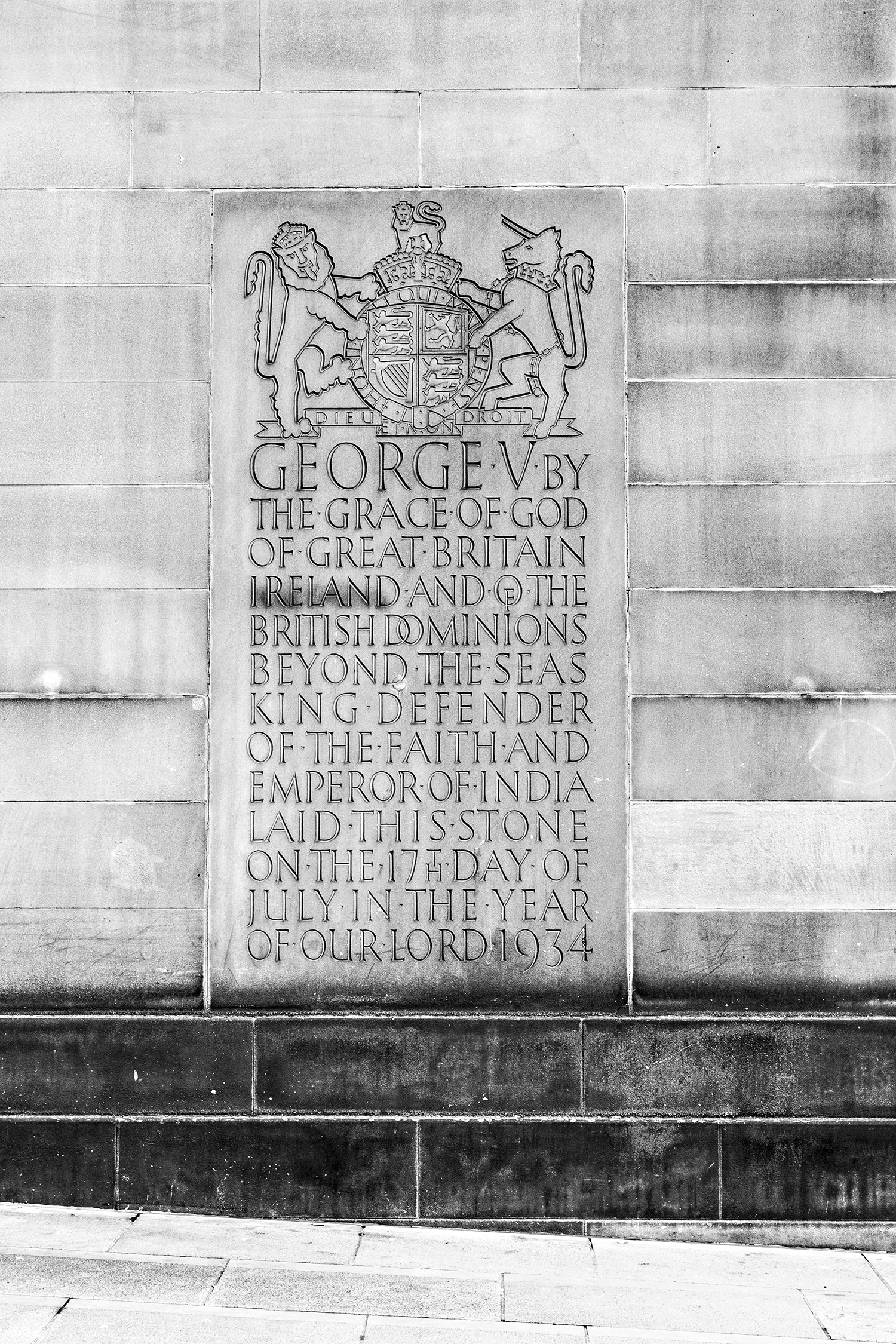 George V Manchester Foundation Stone Detail Urban Black and White Manchester Landscapes Architecture