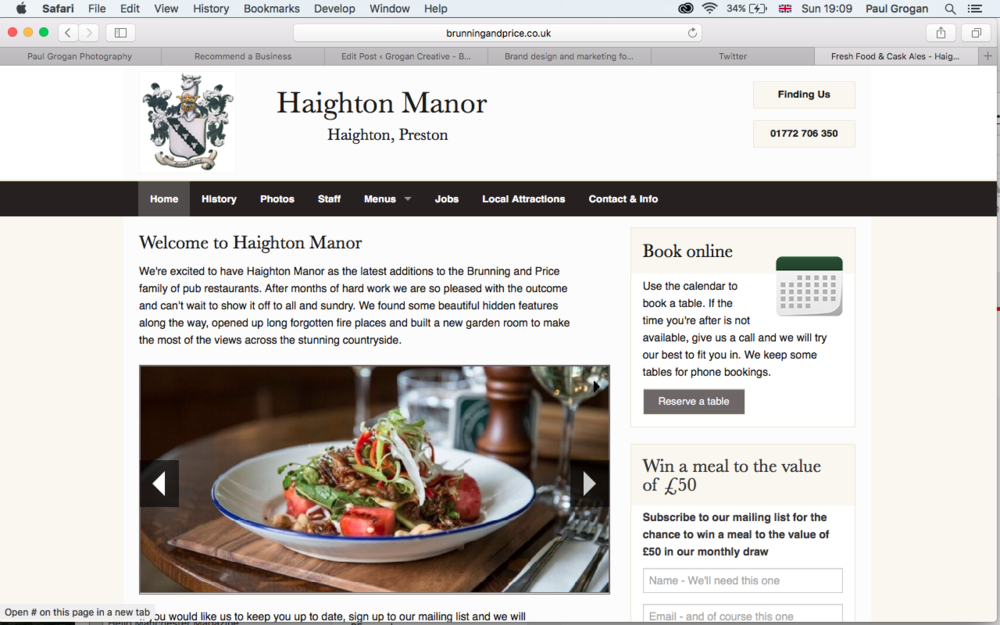 Haighton Manor food photography website 1