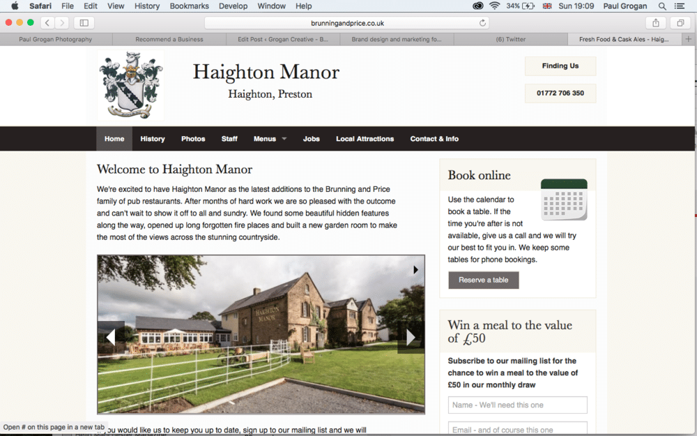 Haighton Manor photography website 1