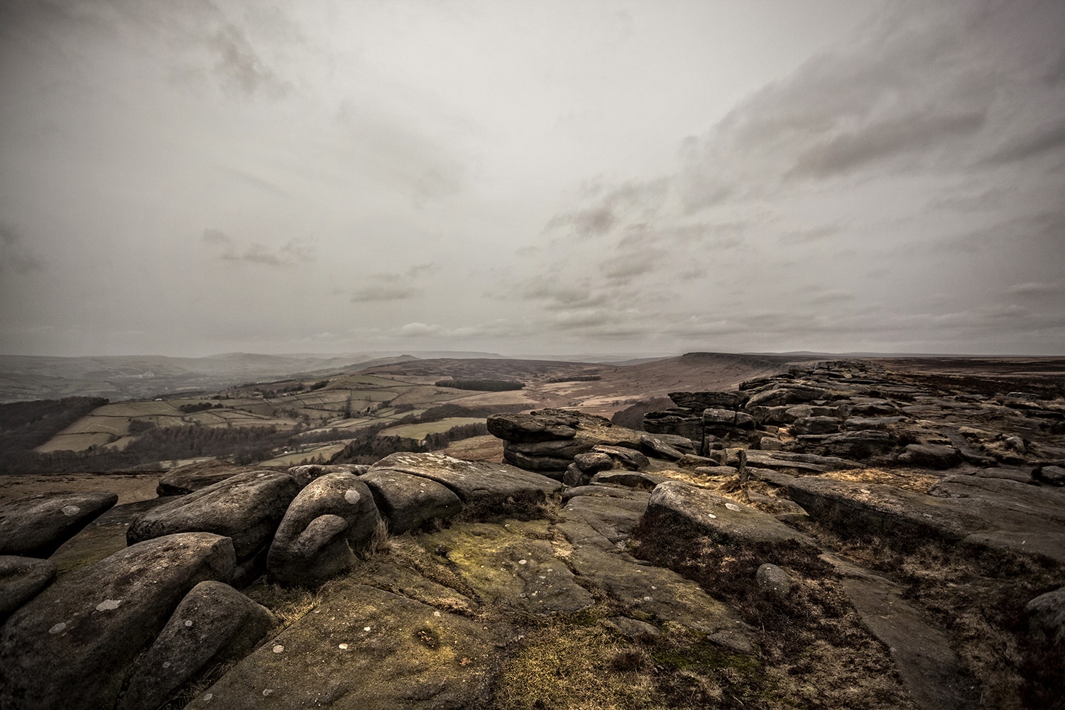 Hope Valley From Stanage Edge Peak District Landscapes Clouds