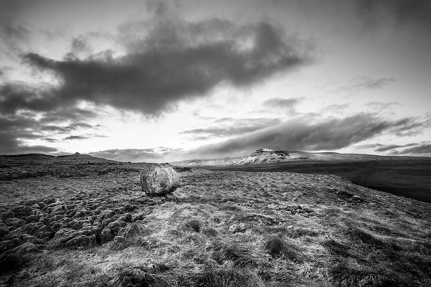 Ingleborough Mountain Black and White Yorkshire Landscapes Black&White