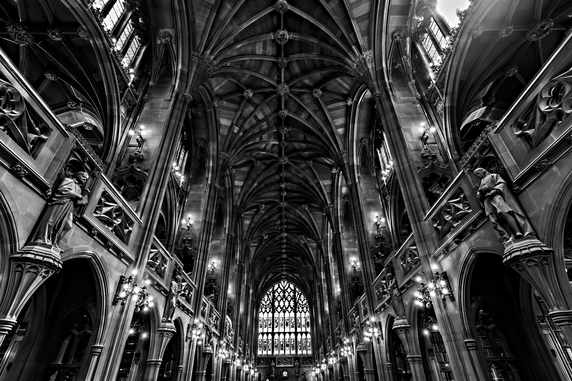 John Rylands Library Interior, Black & White Photograph Manchester Landscapes Architecture