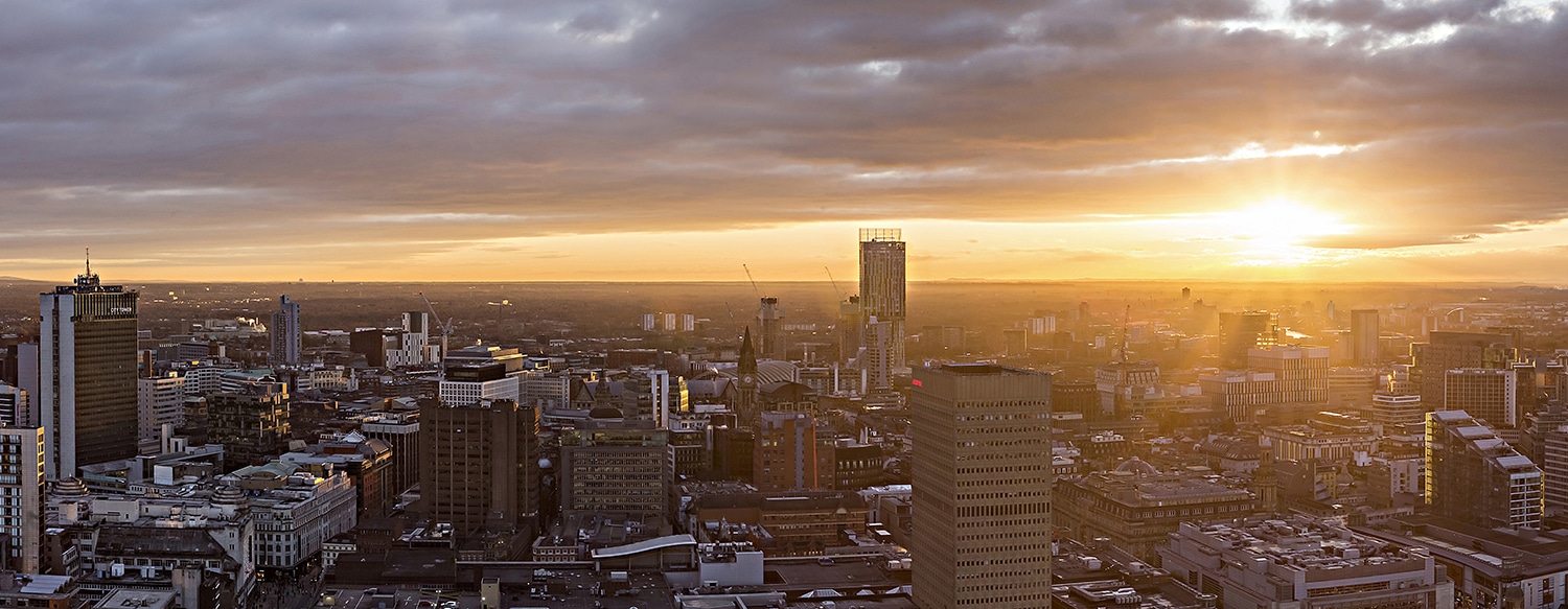 Manchester Sunset Skyline from the CIS Tower Manchester Landscapes Canvas