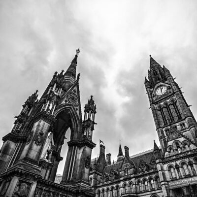 Manchester Town Hall, Black & White Print Manchester Landscapes Architecture