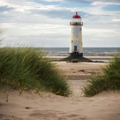 Point of Ayr Lighthouse and Dunes, Wales Coastal Landscapes Beach