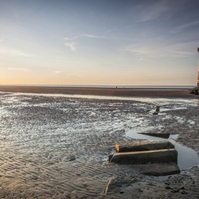 Point of Ayr Lighthouse Panoramic Canvas Coastal Landscapes Clouds