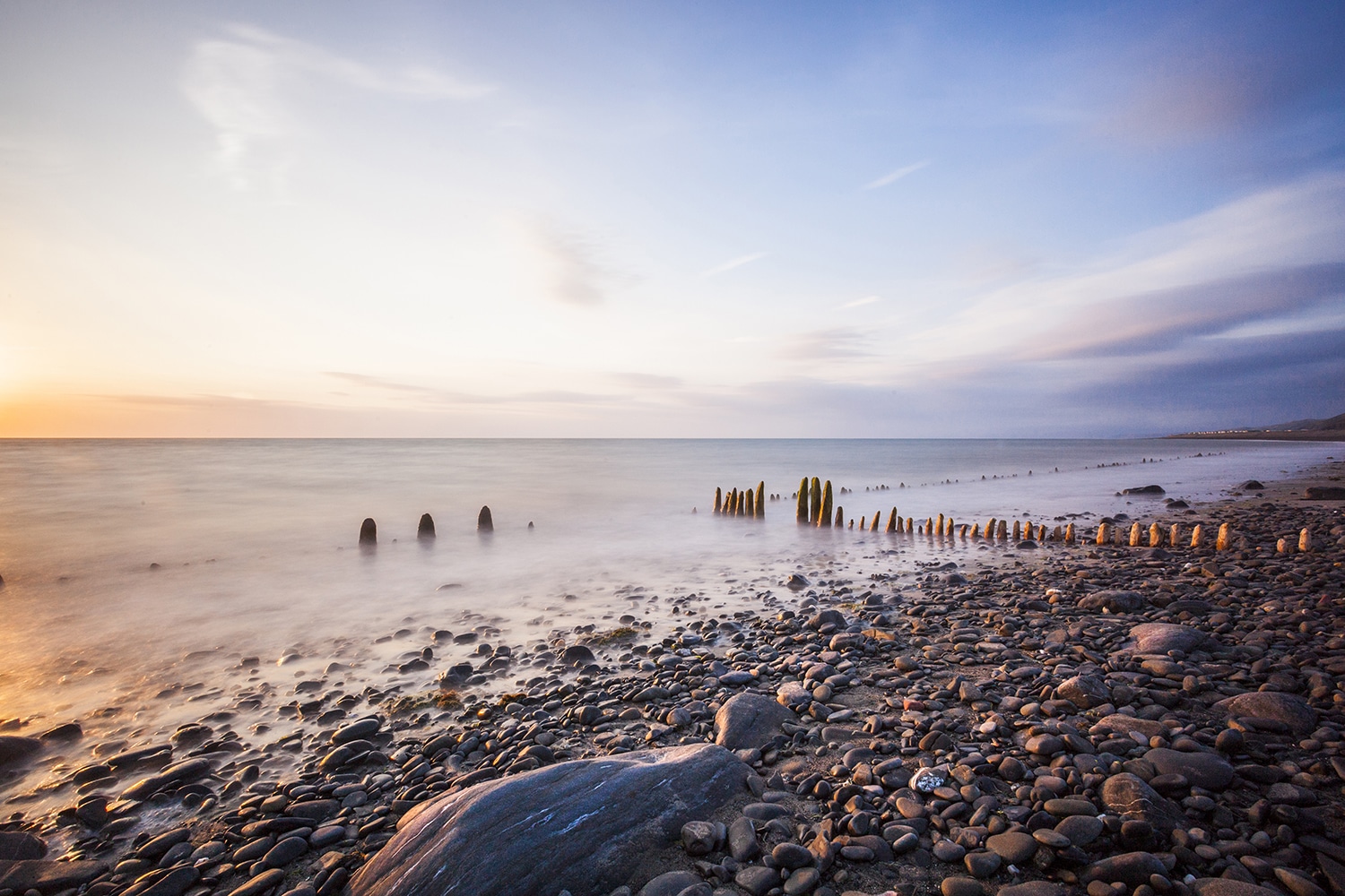 Sunset at Llanrhystud Beach, Wales Coastal Landscapes Beach