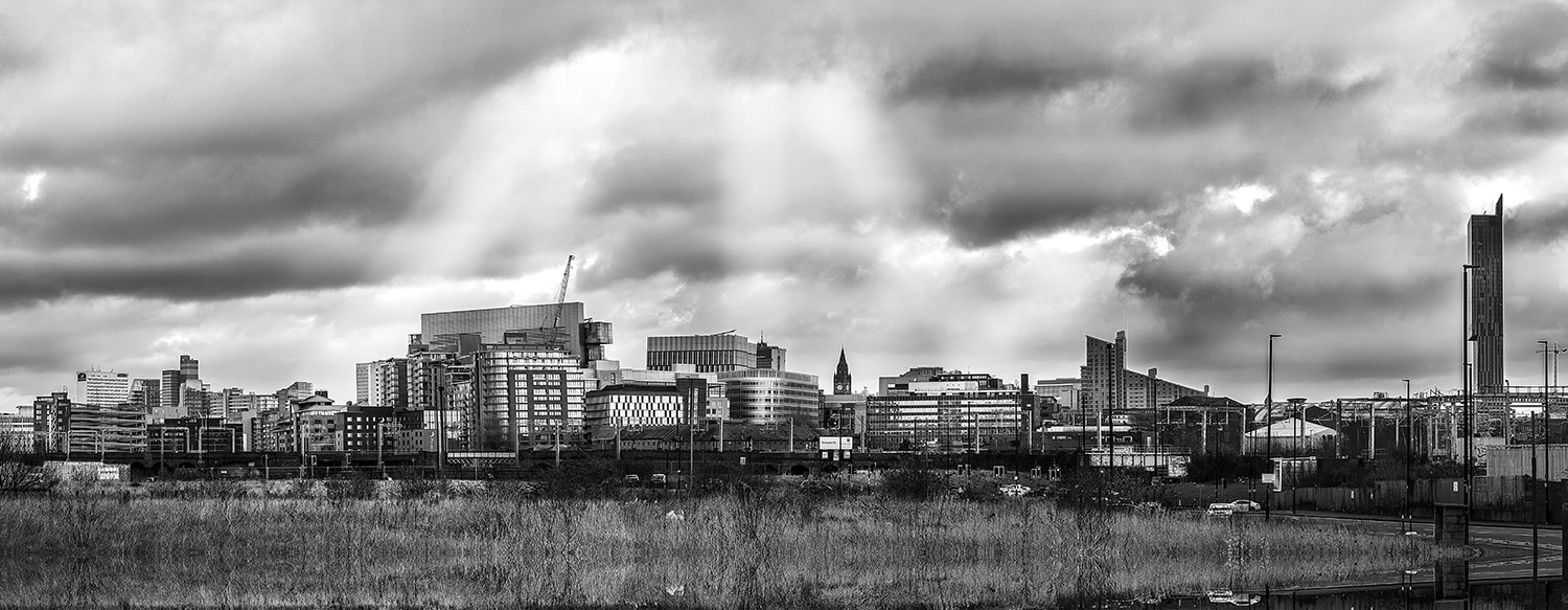 Manchester Panoramic Canvas Black and White Manchester Landscapes Black and White