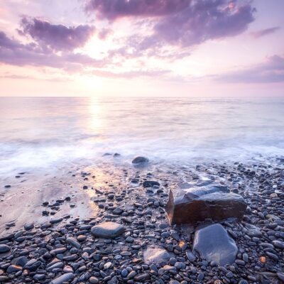 Sunset Seascape, Pebble Beach Aberaeron Coastal Landscapes Aberaeron