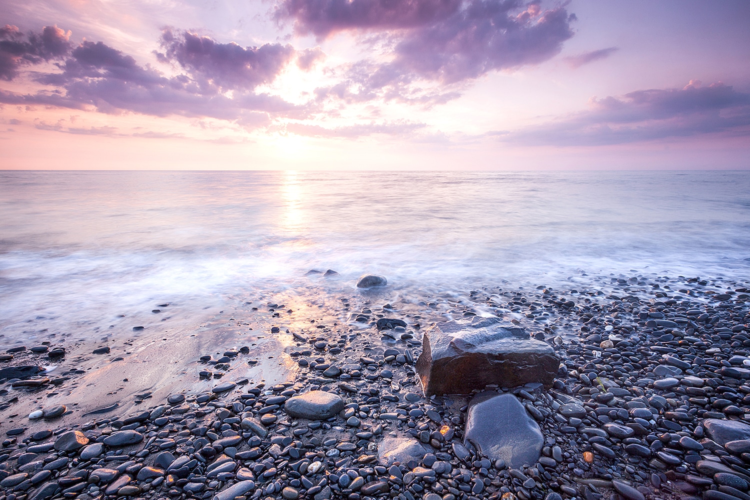 Sunset Seascape, Pebble Beach Aberaeron Coastal Landscapes Aberaeron