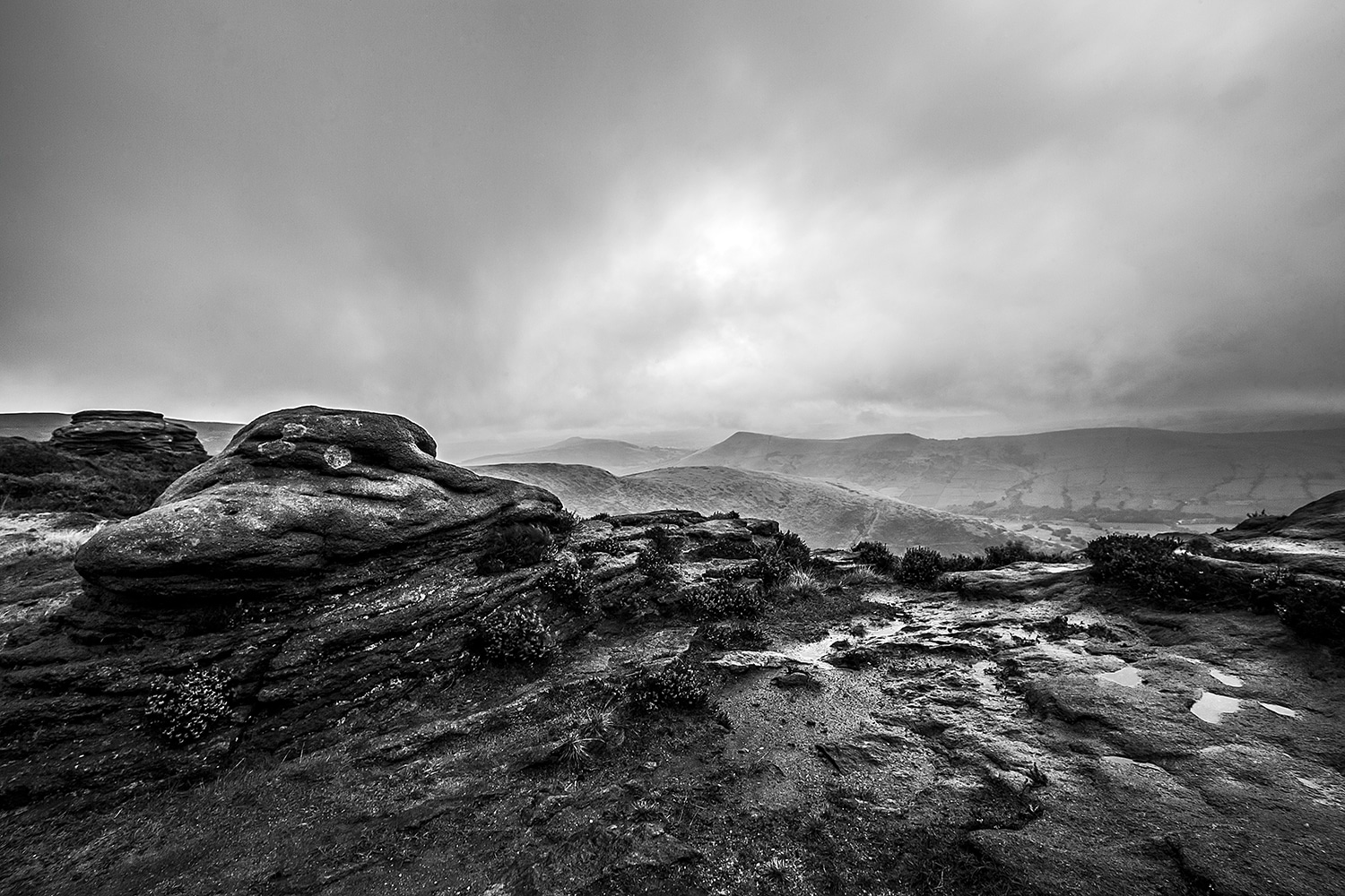 The Ridge From Kinder Scout, Black & White Peak District Landscapes Black and white prints