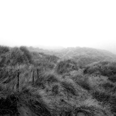 Formby Sand Dunes in Mist Coastal Landscapes Black and White