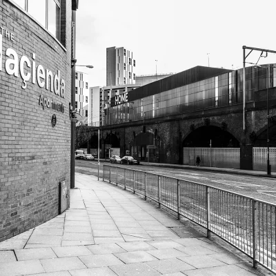 The Hacienda and Home Black & White  Print Manchester Landscapes Architecture
