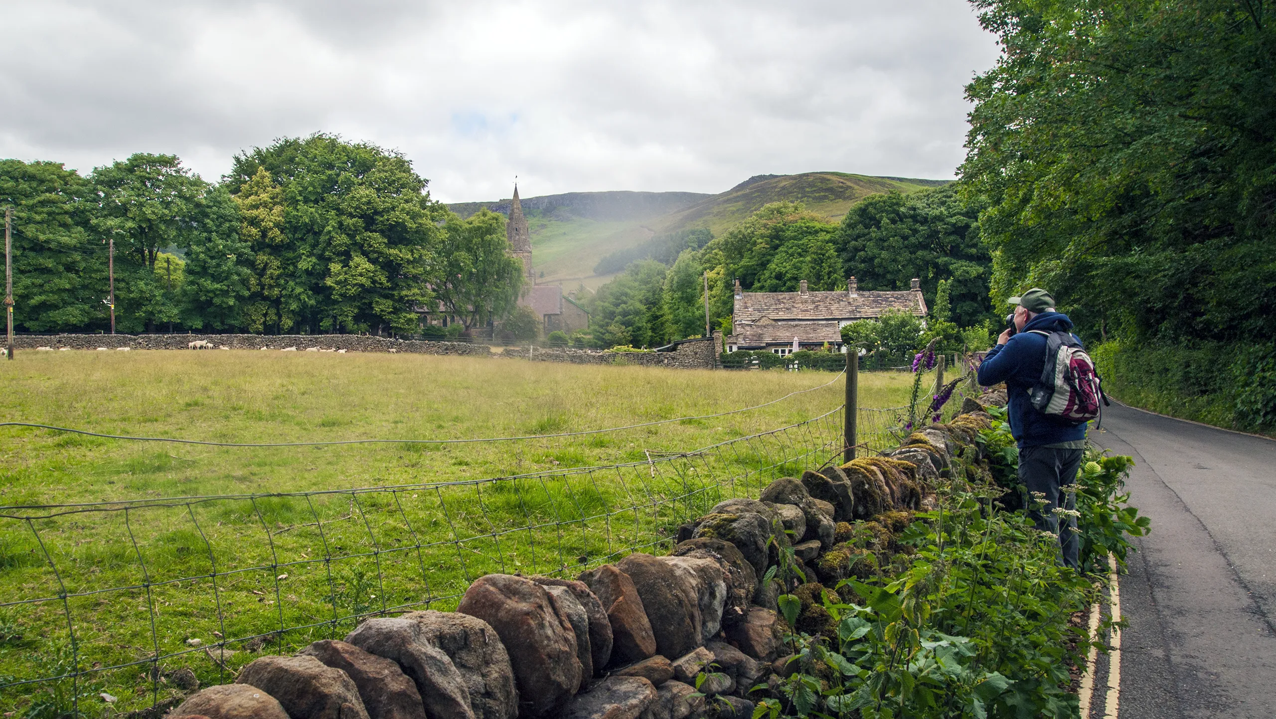 Lola capturing her Dad shooting Edale Parish Church