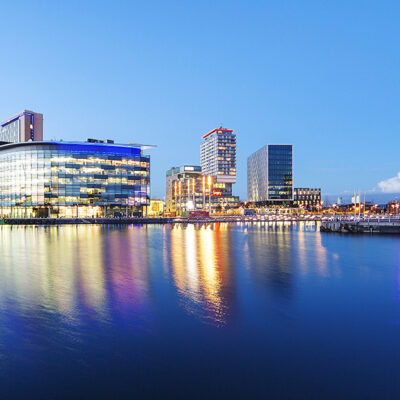 Media City & Salford Quays Panoramic Manchester Landscapes Canvas