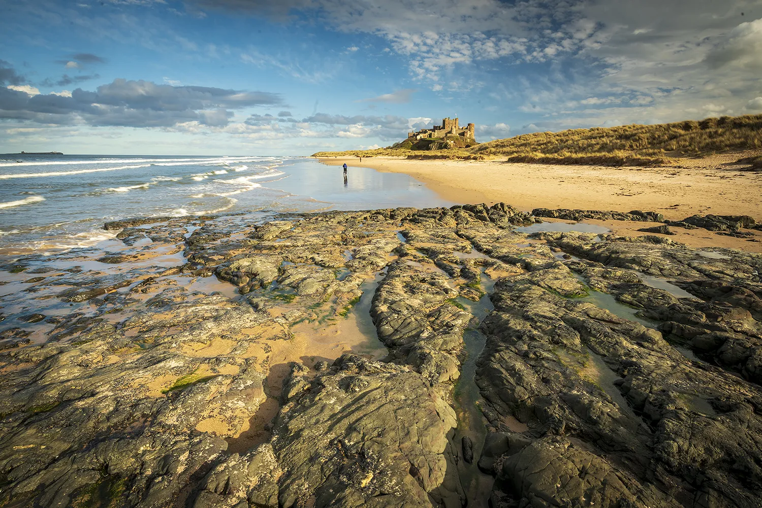 Bamburgh Beach in the Sunshine Coastal Landscapes Bamburgh