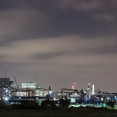 Manchester Skyline At Night, Colour Canvas Manchester Landscapes Canvas