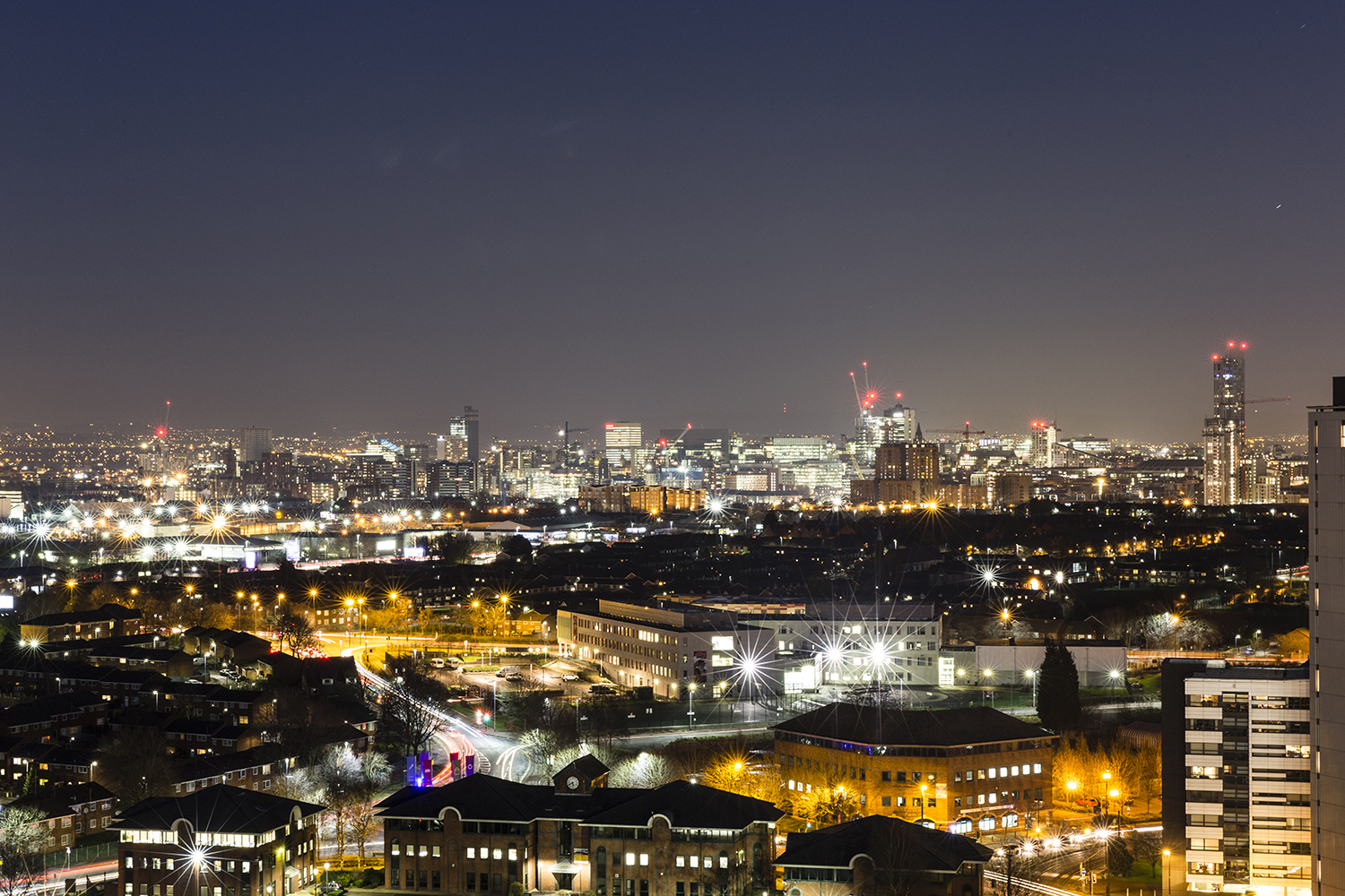 Manchester Skyline At Night,  Colour Photograph Manchester Landscapes Architecture