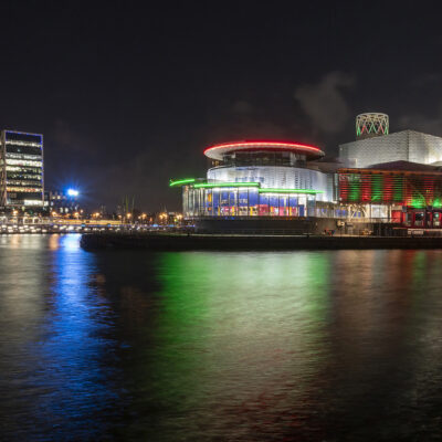 Media City Salford at Night Panoramic Manchester Landscapes Canvas