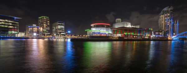 Media City Salford at Night Panoramic Manchester Landscapes Canvas 2