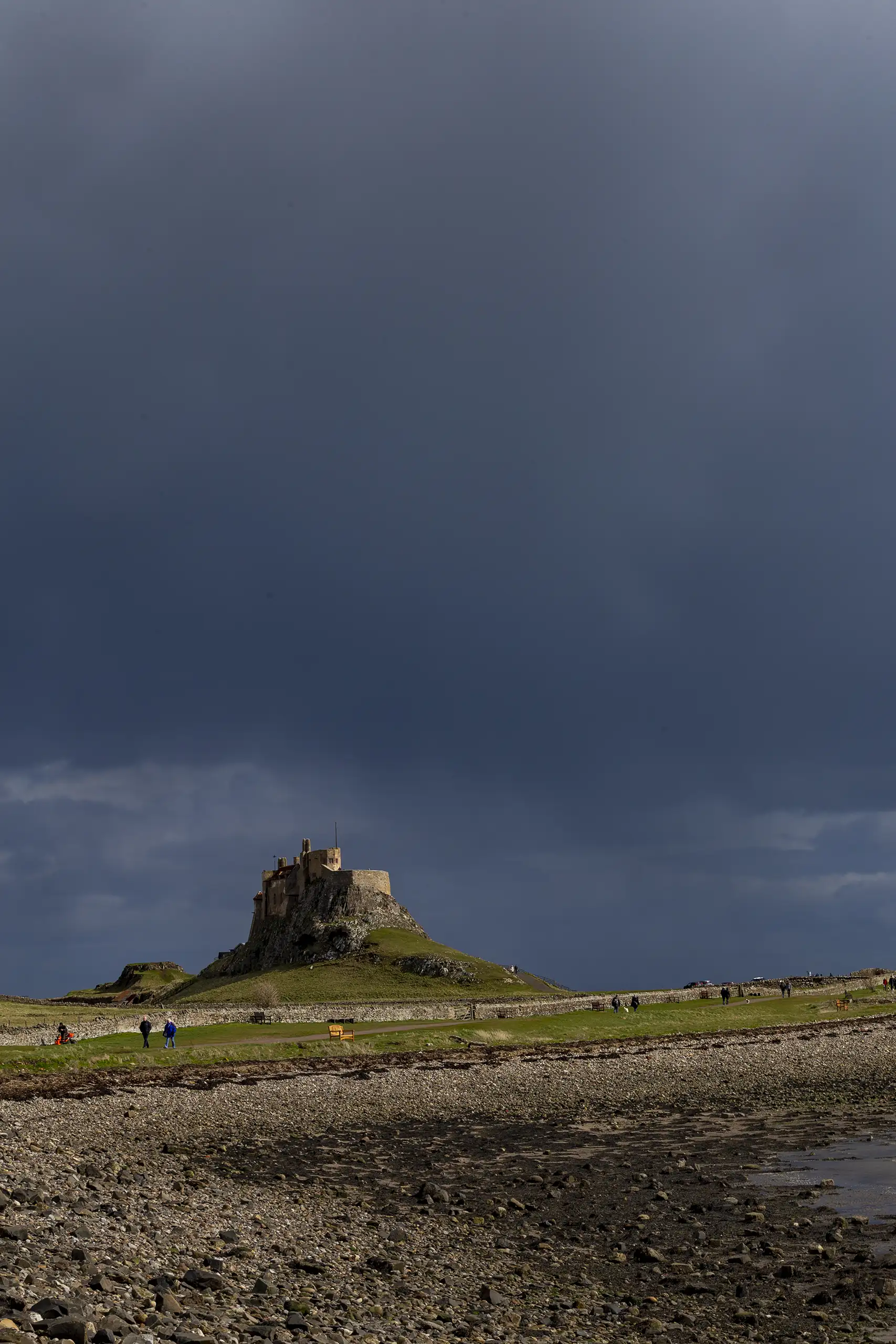Lindisfarne Castle, a 16th-century castle located on Holy Island.